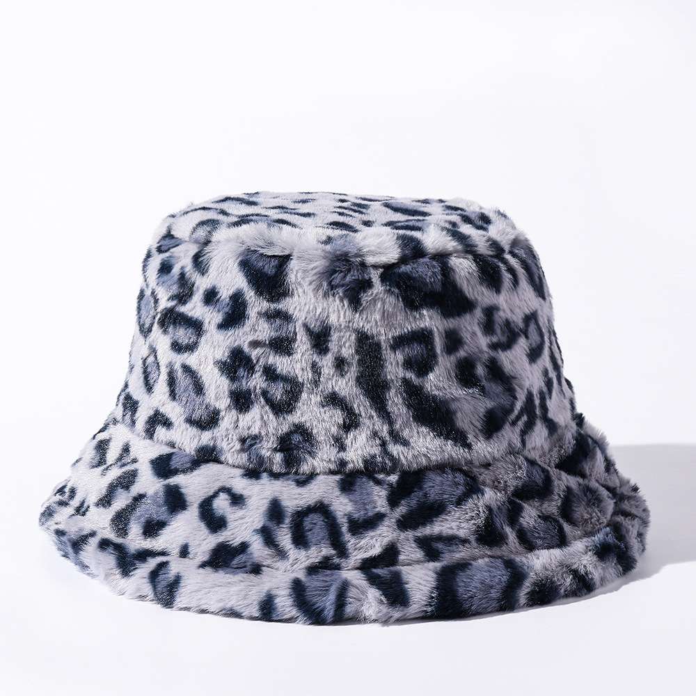 Animal Print Faux Fur Bucket Hats - Free Size, Multi Blue image