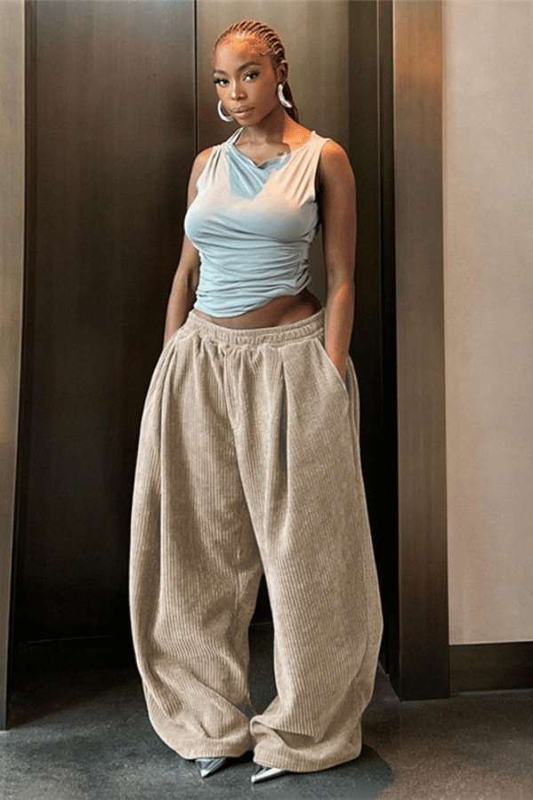 Urban Minimalist Corduroy Pants - M, Beige image