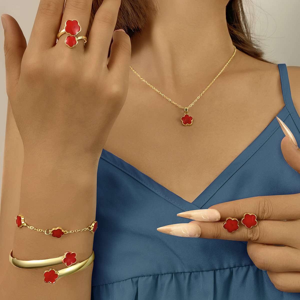 6 Pieces Trendy Womens Chain Set image 6