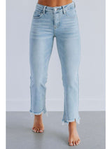 High-Waisted Frayed Hem Jeans image 4