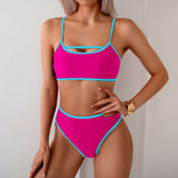 Contrast Bikini Set with Cutout Details - M, Rose image