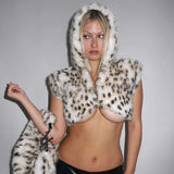 Faux Fur Sleeveless Jacket - M, Multi White image