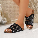 Frayed-Edge Sandals with Buckle Straps