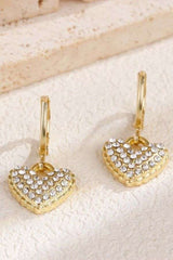 Gold Heart Drop Earrings - Free Size, Gold image