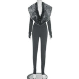 Glamorous-Fitting Jumpsuit with Faux Fur Collar image 2