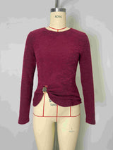 Textured Long Sleeve Top with Side Knot Detail image 5