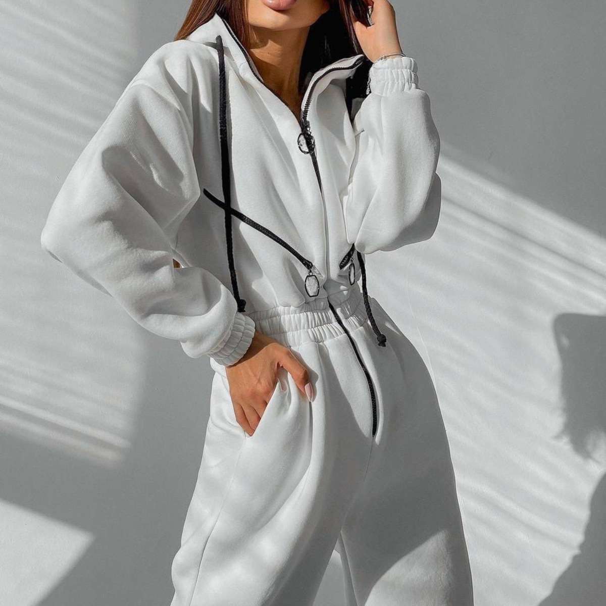 Zipper Jumpsuit Hoodies One Piece Outfit image 1