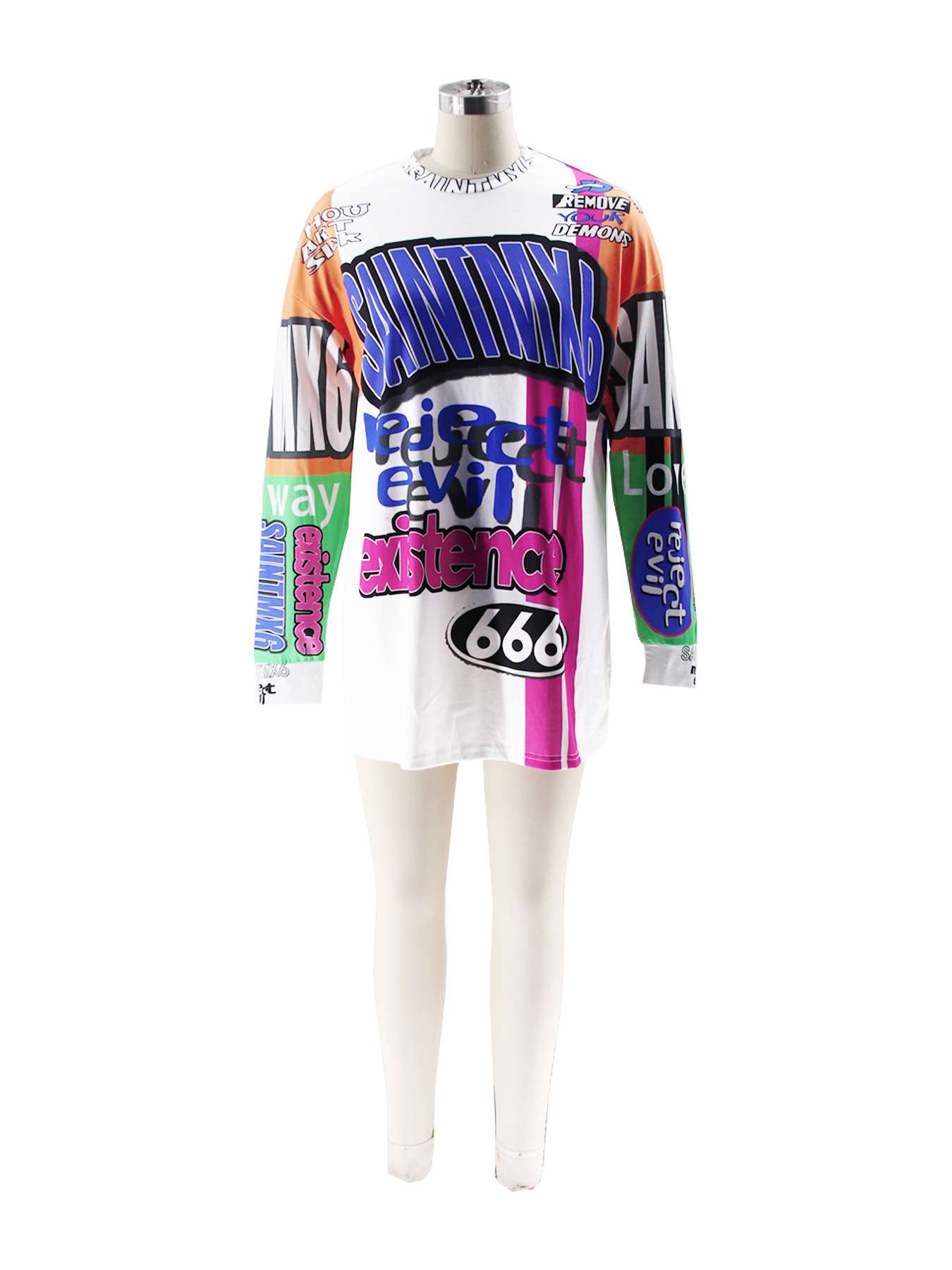 Retro Color Block Graffiti Letter T-Shirt image 4