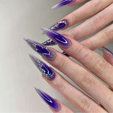 Purple and Silver Stiletto Nail Set image 1