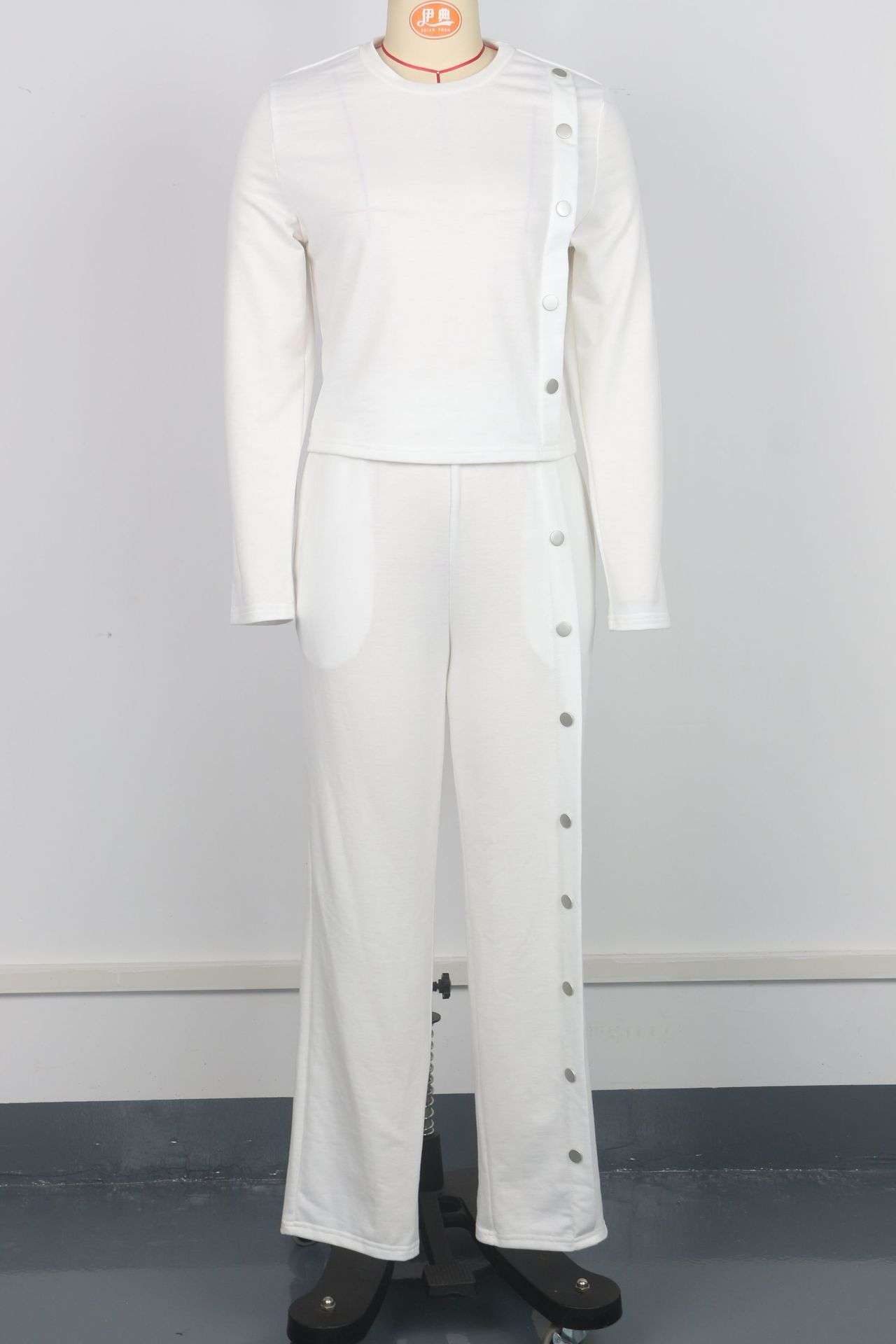 Button Fashion Long Sleeve Top and Pants Set image 6