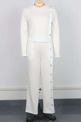 Button Fashion Long Sleeve Top and Pants Set image 6