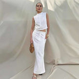 Elegant White Two-Piece Summer Outfit - L, White image
