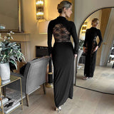 Long-Sleeve Dress with Lace Side Panels image 4