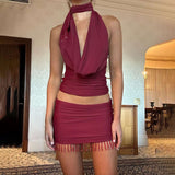 Halter Drape Top and Beaded Fringe Skirt image 5