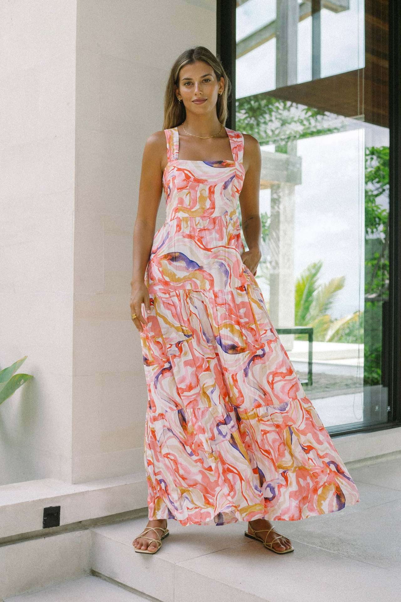 Abstract Sleeveless Maxi Dress image 2