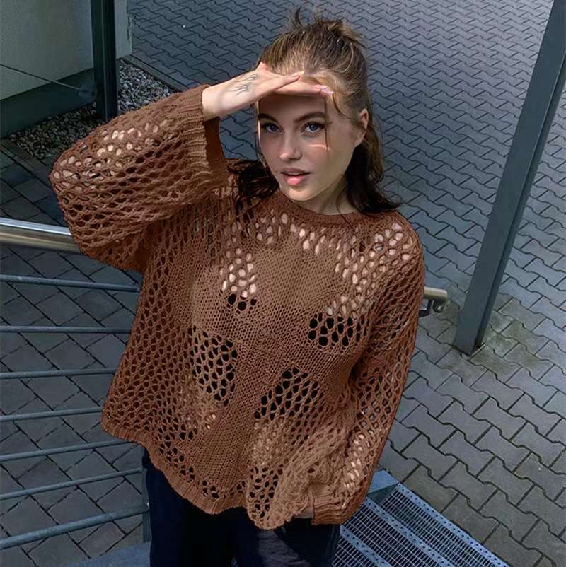 Hollow Out Crochet Knit Crop Tops Sweater image 5