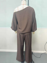Off-the-Shoulder Brown Set image 3
