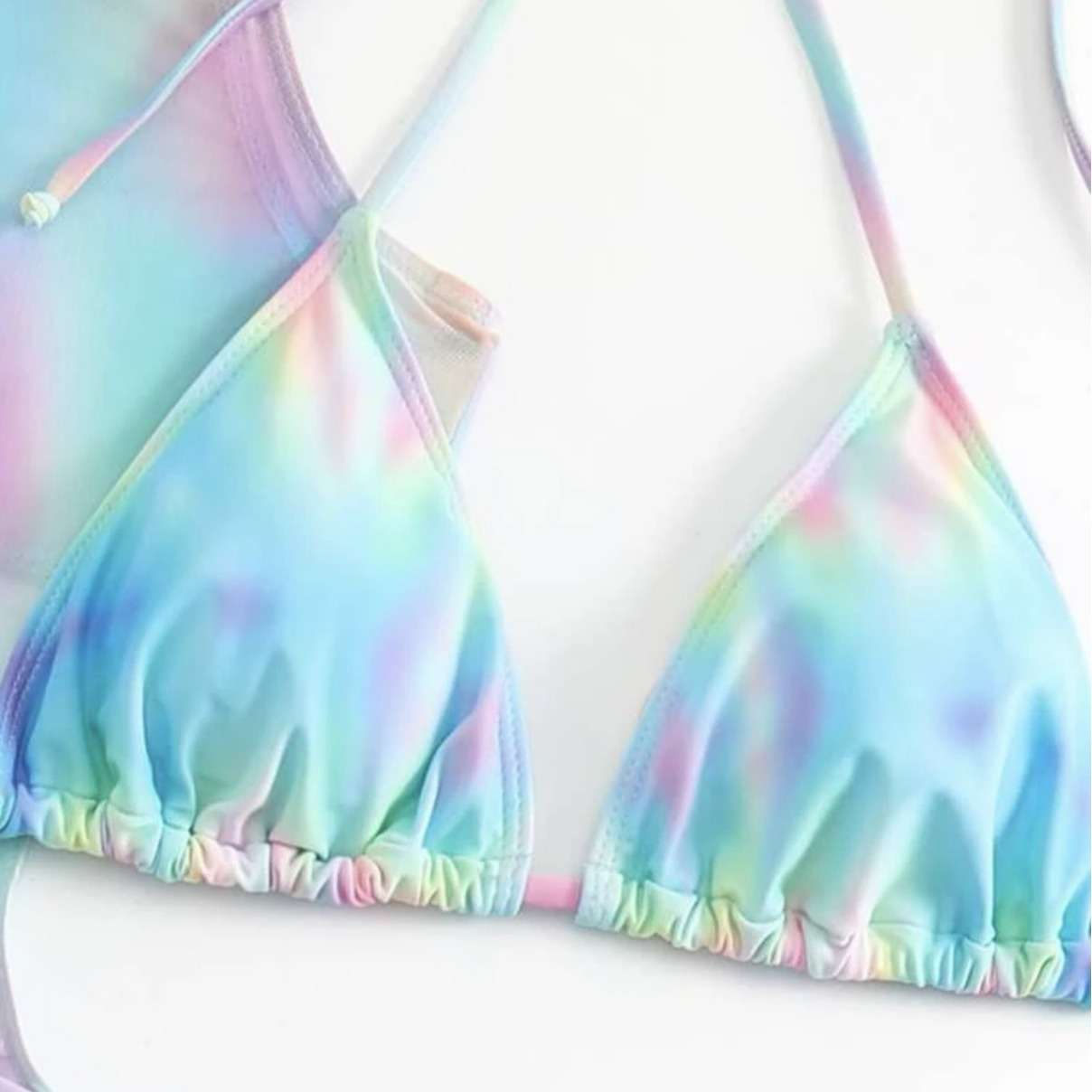 Pastel Rainbow Mesh Cover-Up Dress & Bikini Set image 3