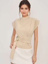 Sleeveless Top with Waist Belt Detail image 3