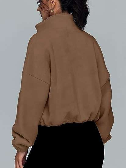 Stand Collar Oversized Zip-Up Sweatshirts image 5