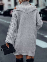 Oversized Cold-Shoulder Knit Sweater Dress image 4