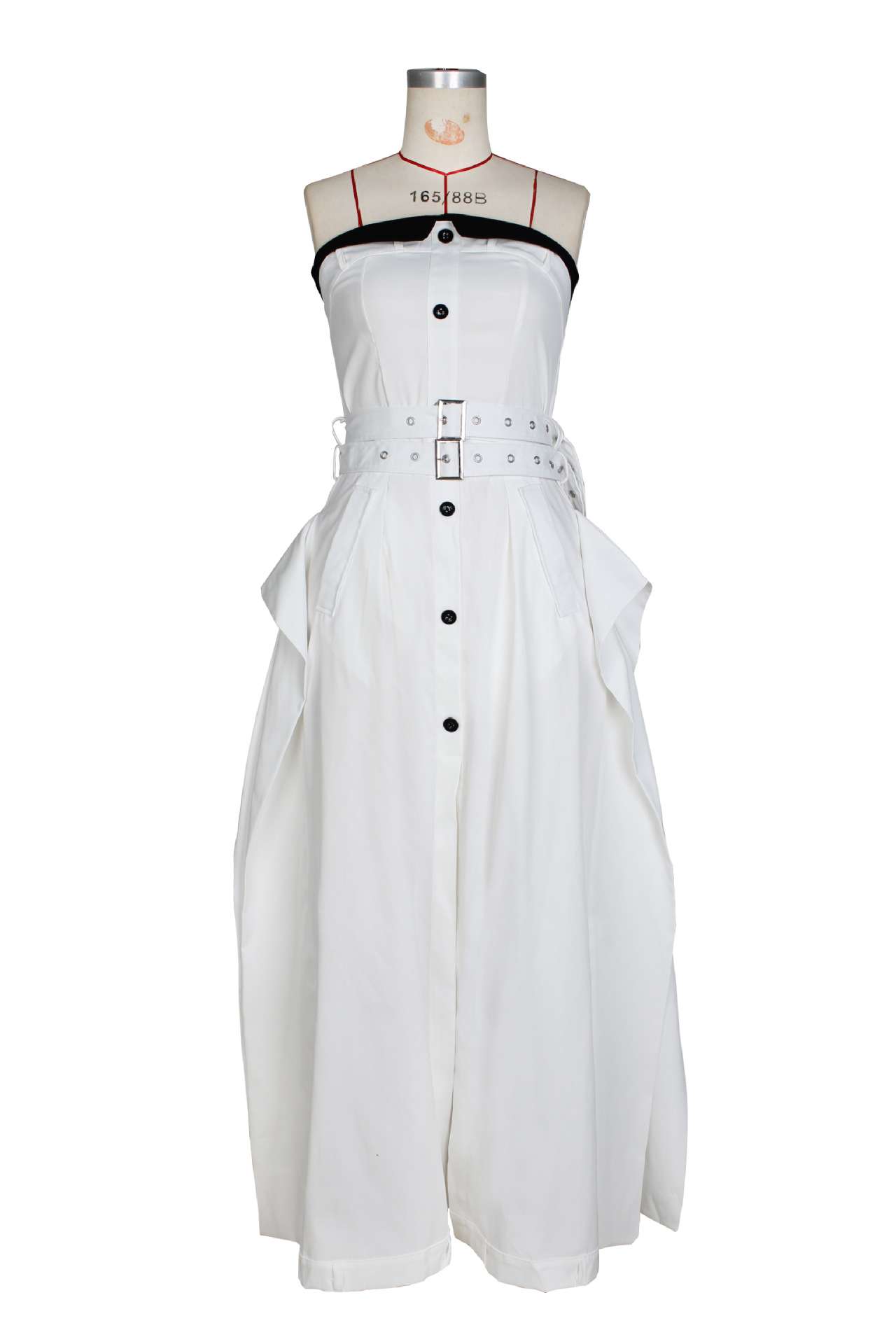 Strapless Button-Down Belted Maxi Dress image 7