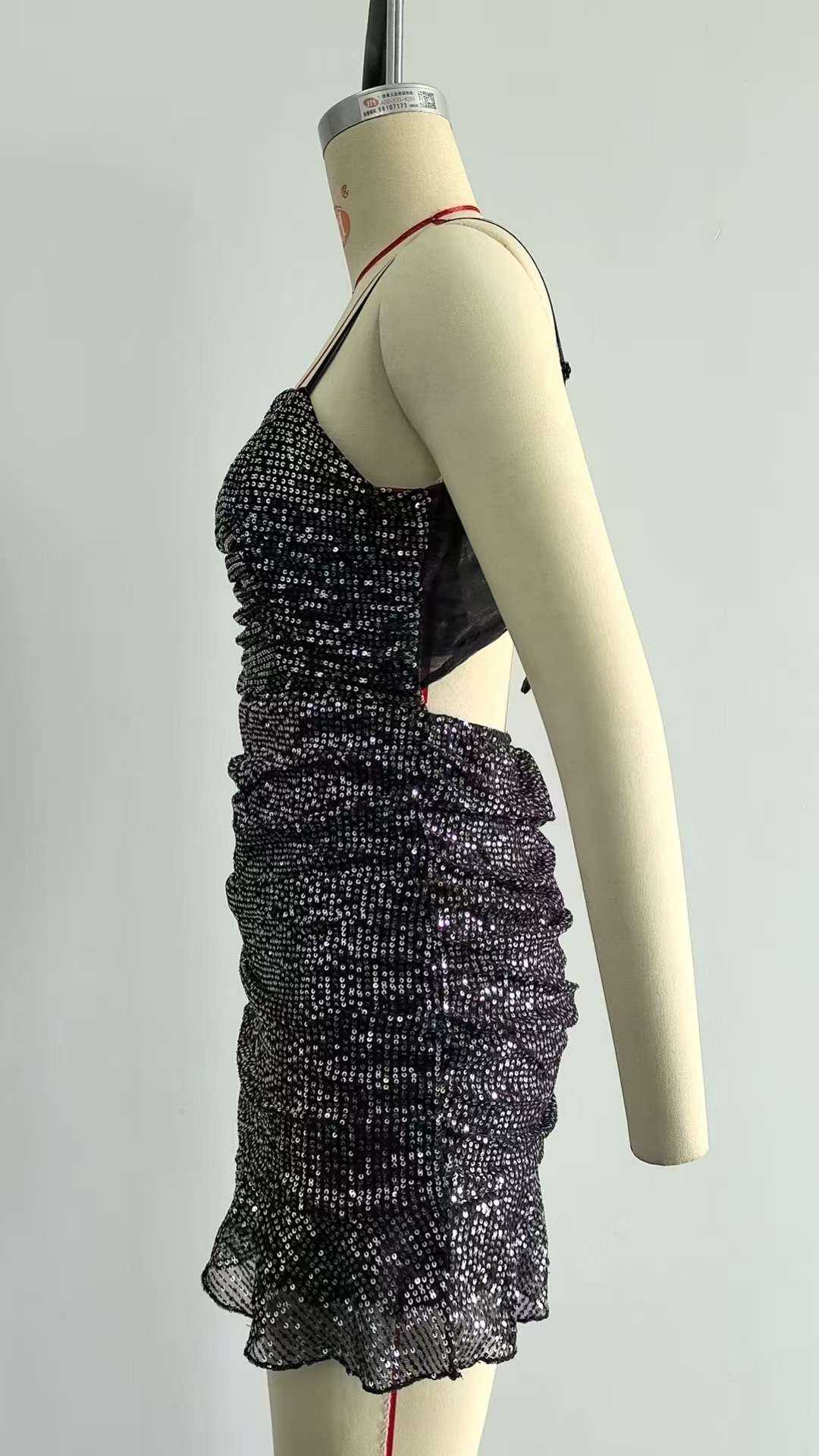 Sparkling Sequin Mini Dress with Ruffled Hem image 4