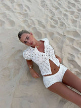 Crochet Short Set with Scalloped Edges image 0
