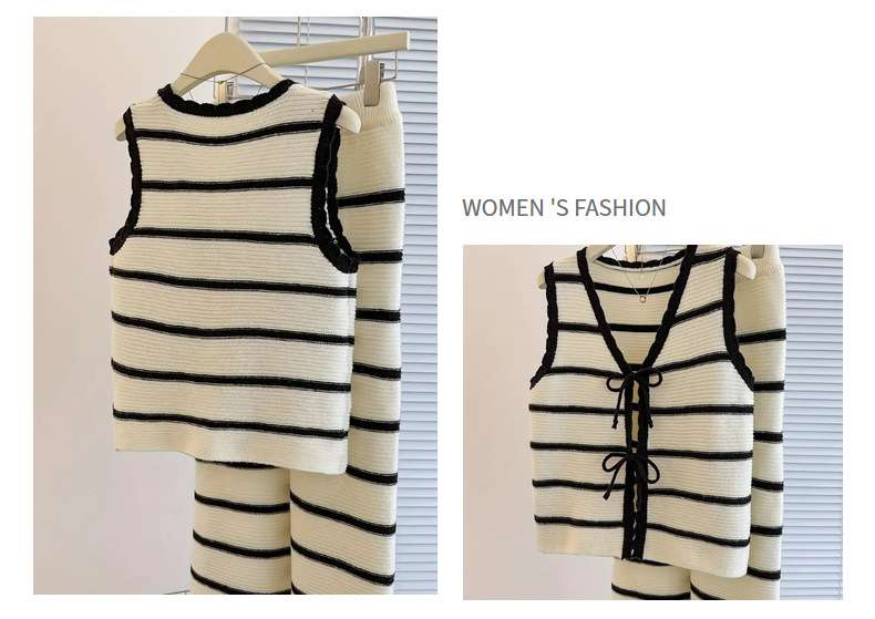 Casual Knit Striped Two-Piece Set image 6
