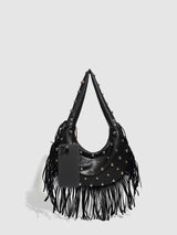 Fringe Studded Shoulder Bag
