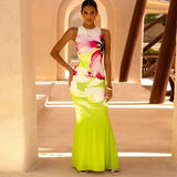 Vibrant Floral Color-Block Maxi Dress image 5