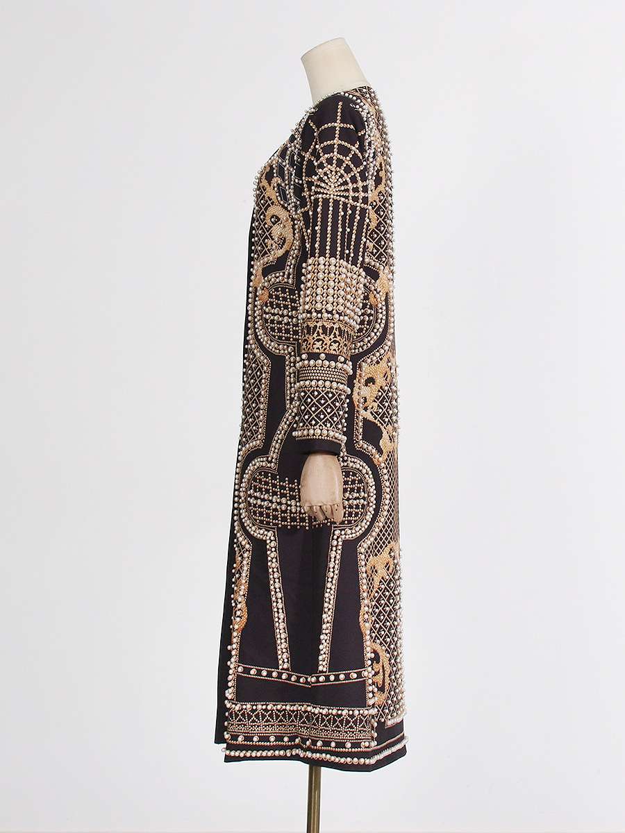 Vintage Nail Print Long Coat image 4