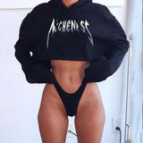 Fierce Femme Cropped Hoodie - M, Black image