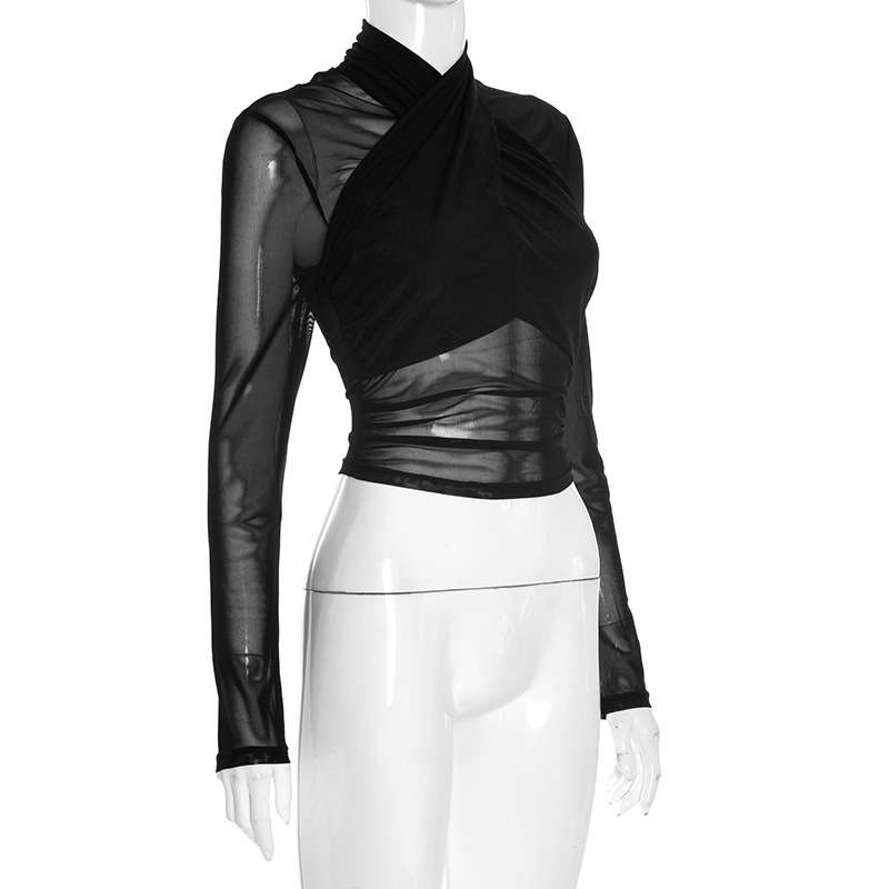 Sheer Long-Sleeve Crop Top image 4