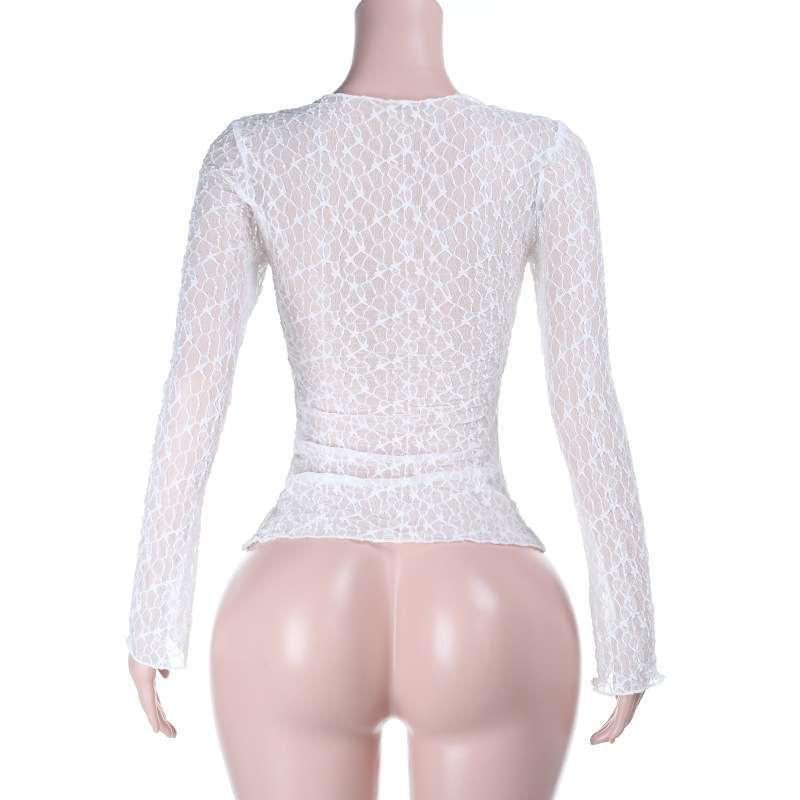 Elegant White Lace Long-Sleeve Top image 5