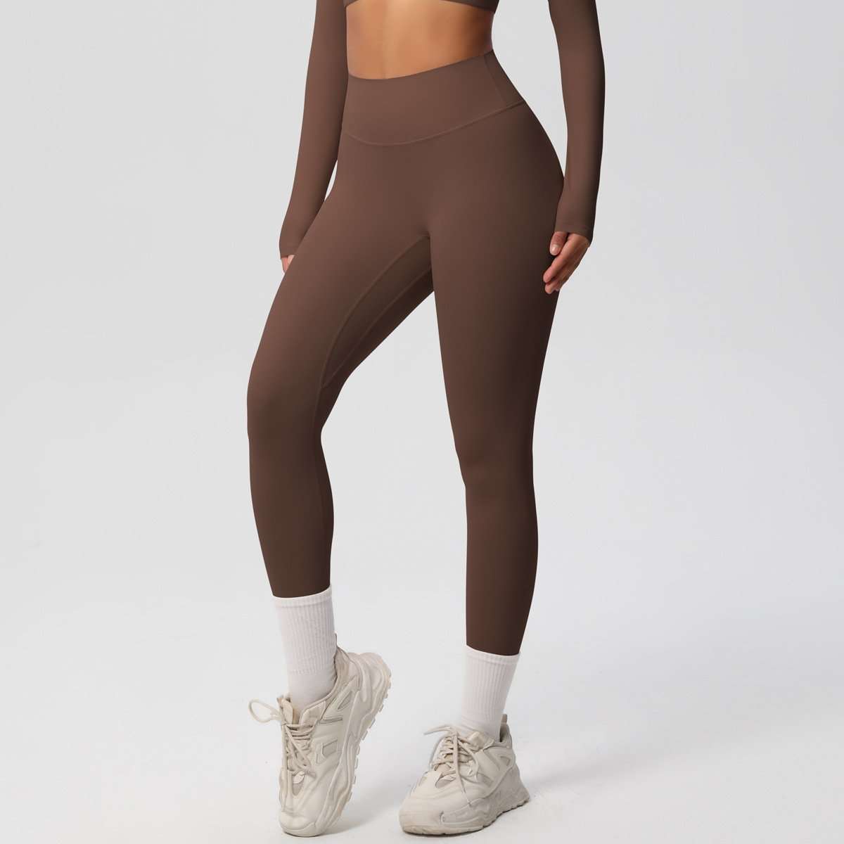 Womens Tights Sports Gym Wear Yoga Pants - S, Copper Tan Brown image