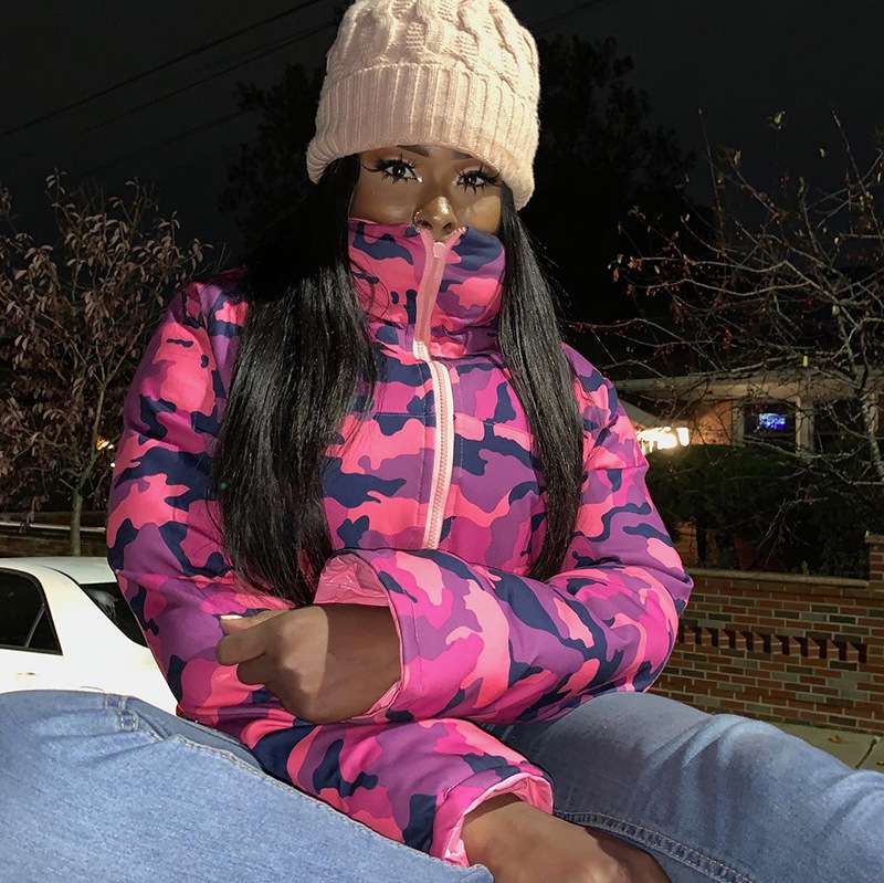 Puffer Jacket Reversible  Short Down Coat - S, Pink image