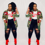 Fashion Lip Print Camo Jacket image 1