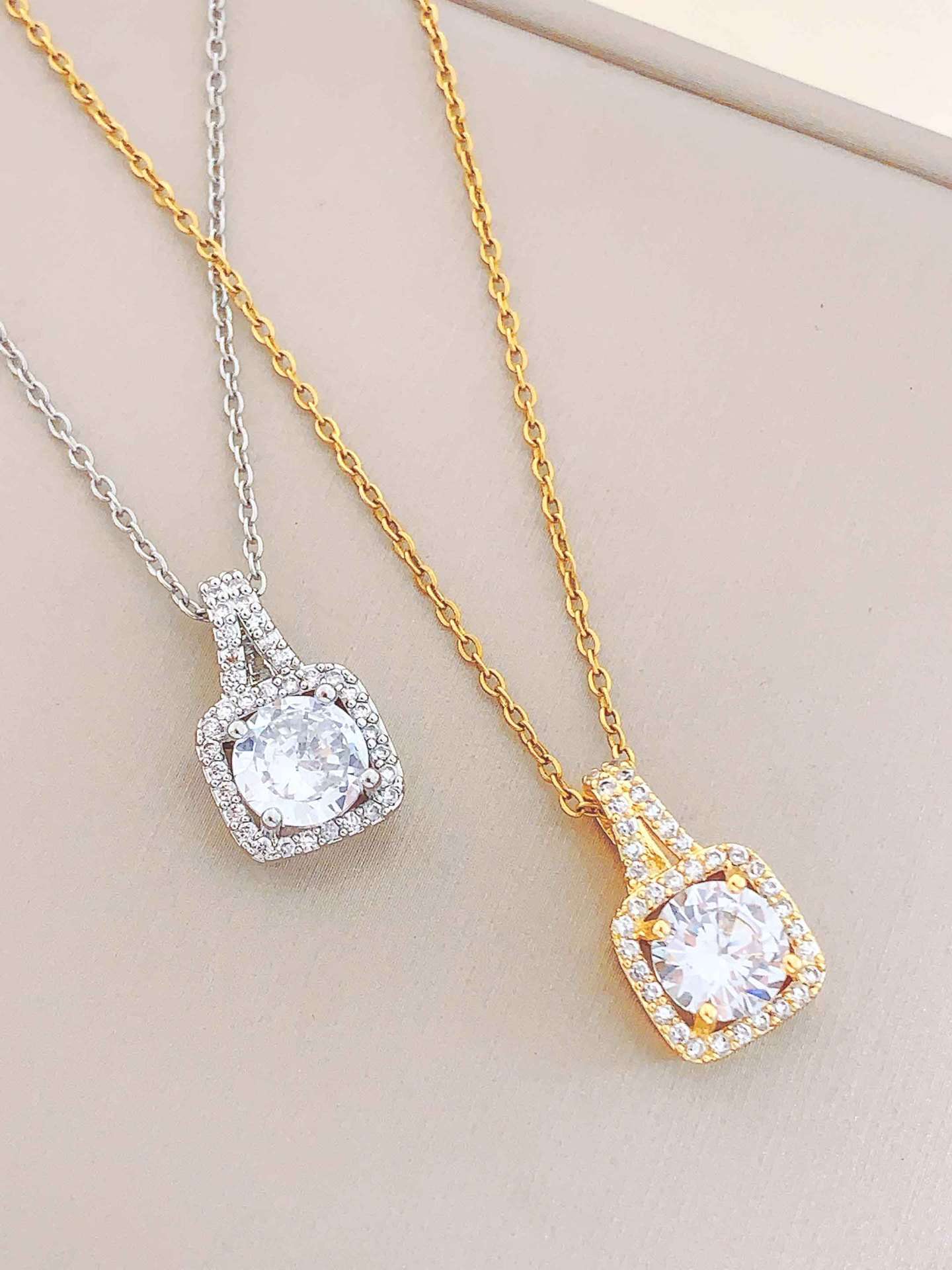 Crystal Pendant Necklace in Silver and Gold image 0