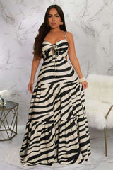 Striped Tiered Maxi Dress image 0