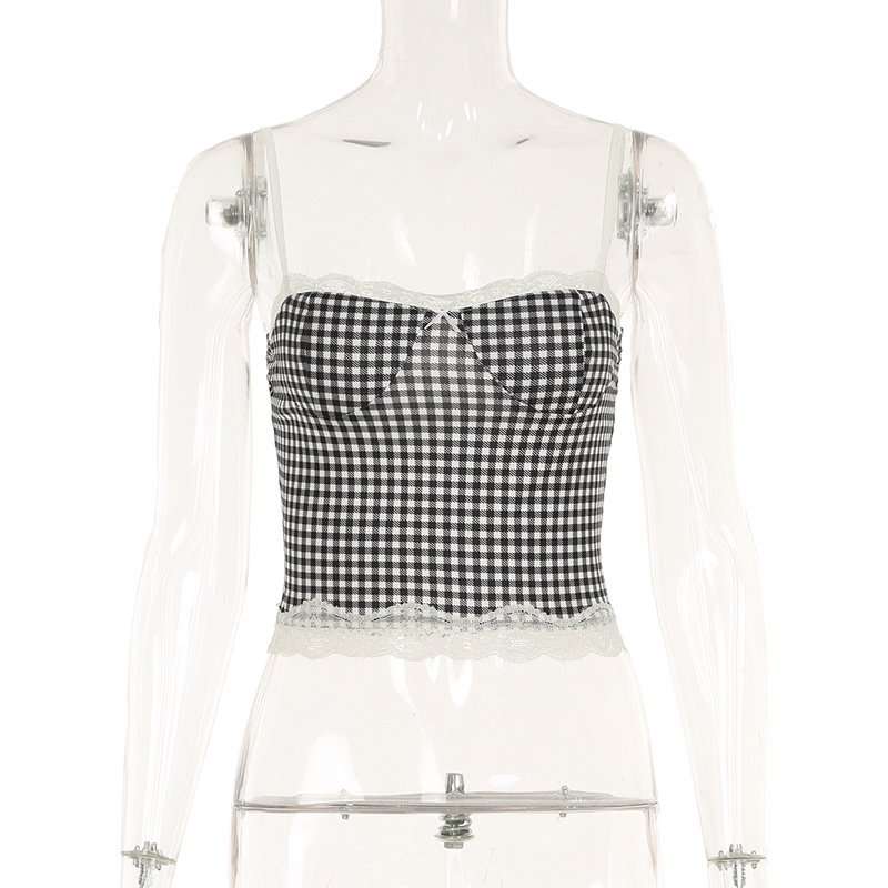 Gingham Print Lace Cami Top Bootcut Pants image 2