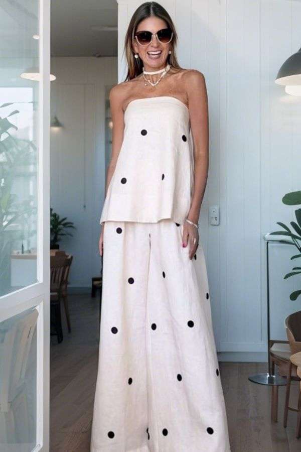 Polka Dot Strapless Palazzo Set image 0