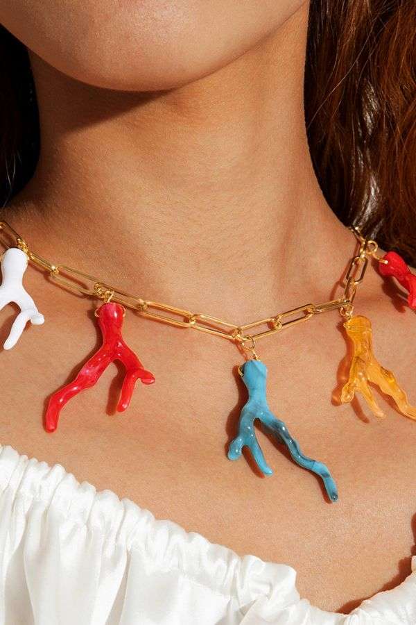 Multicolor Abstract Coral Charm Necklace image 0
