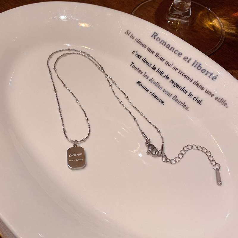 Silver Chain Necklace with Pendant image 3