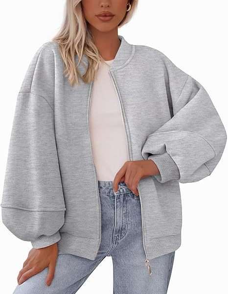 Oversized Bomber Jacket - M, Grey image