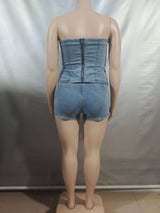 Strapless Peplum Top and Shorts Set image 4