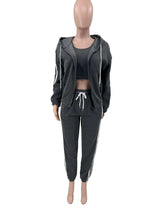 Striped Trim Tank Hooded Pants 3 Piece Sets image 6