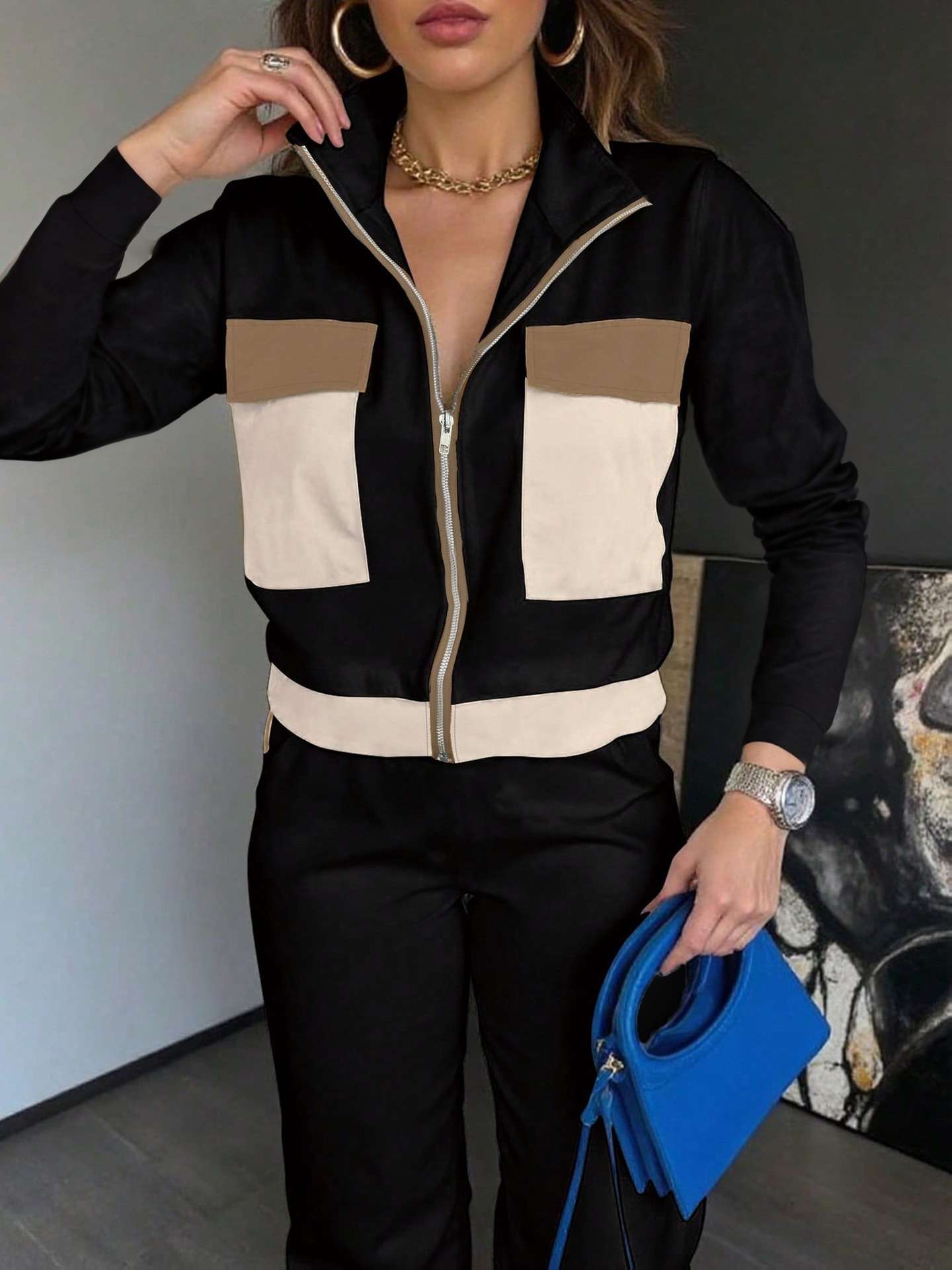 Stylish Color Block Tracksuit image 3