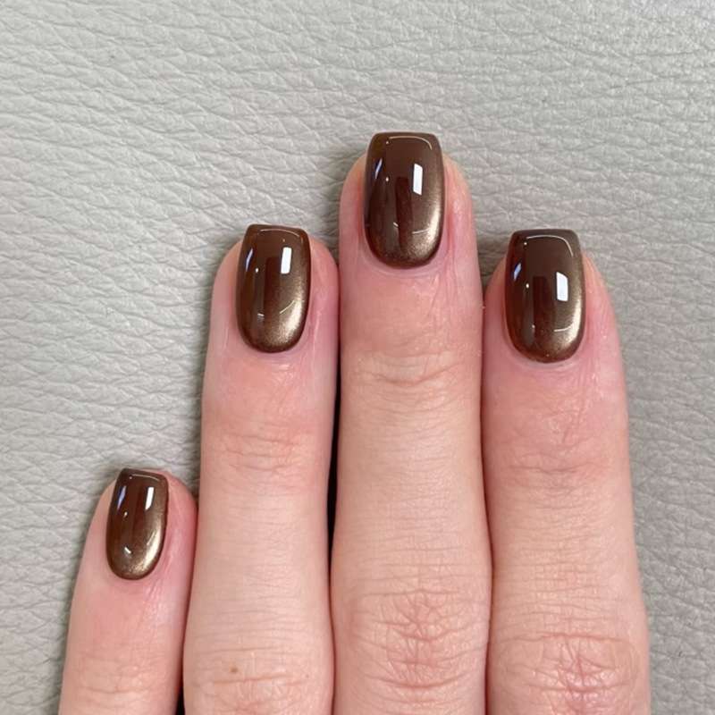 Metallic Brown Gel Nail Art - Free Size, Brown image