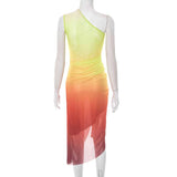 Colorful One-Shoulder Gradient Maxi Dress image 3